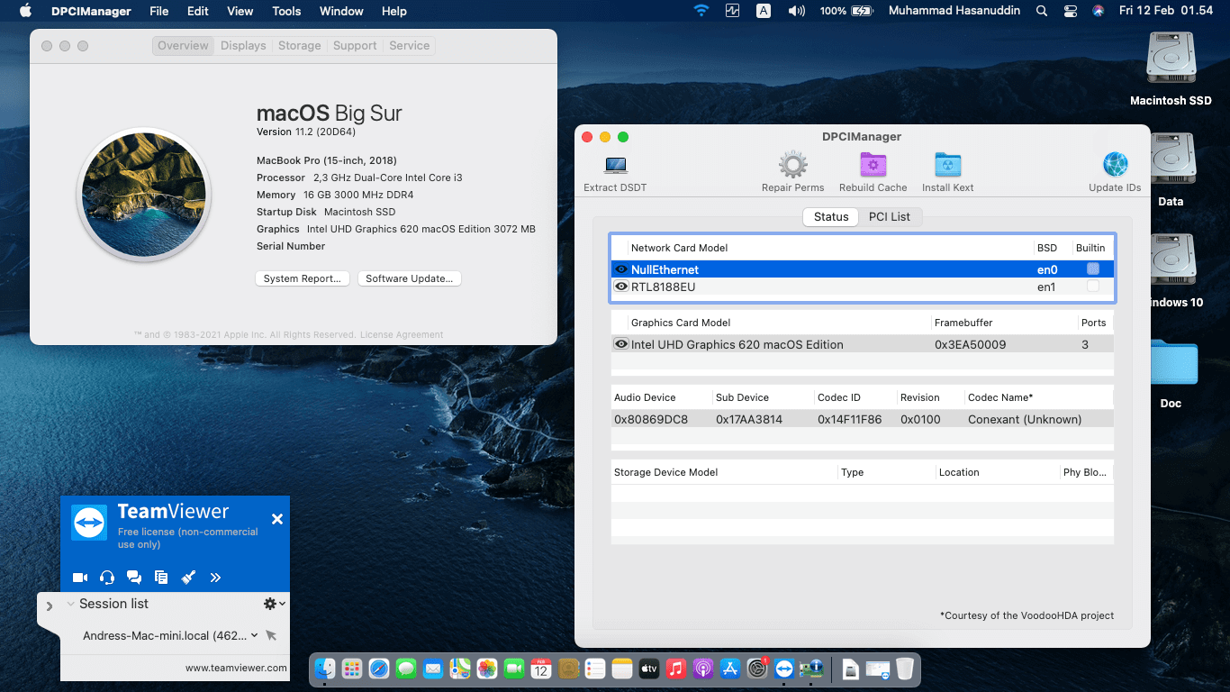 Success Hackintosh macOS Big Sur 11.2 Build 20D64 in Lenovo Ideapad C340-14IWL